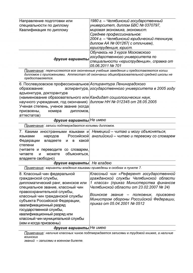 Образец заполнения анкеты 680 р в мвд