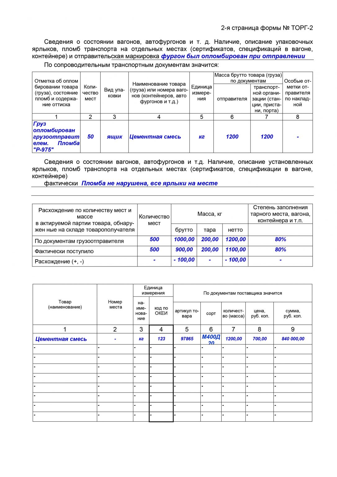 Торг 2 образец заполнения