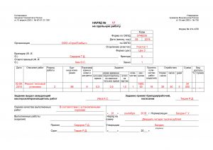 Бланк наряда на выполнение работ образец