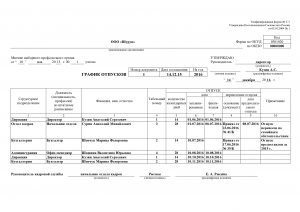 График отпусков образец заполнения в рб образец